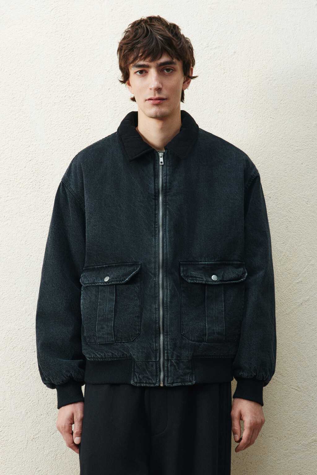 Куртка джинсовая с вареным эффектом - цвет черный - 3